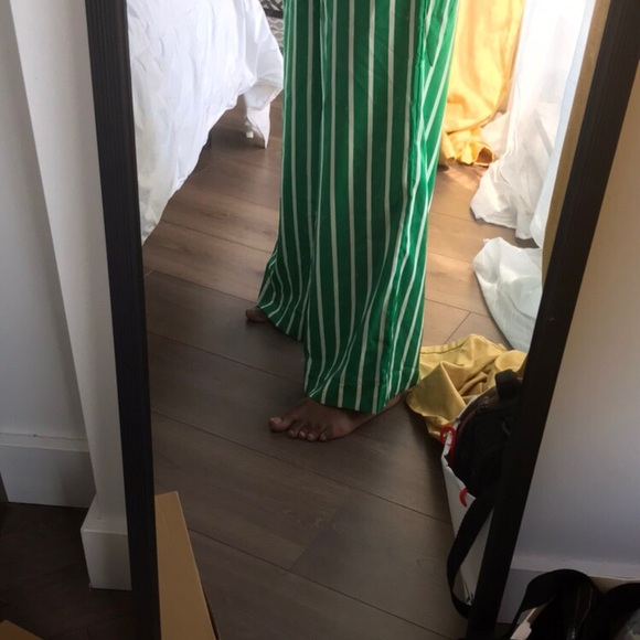 Green pants with white stripes from Mango. - Picture 3 of 4
